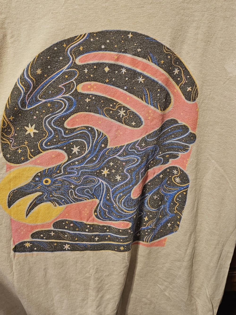 Next Level Apparel Cream Short-Sleeve Tee with Multicolor Cosmic Raven Print - Picture 2 of 5